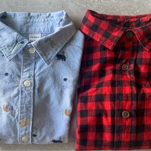 Carter and Cat & Jack boys long sleeve button down shirts. 5T , XS